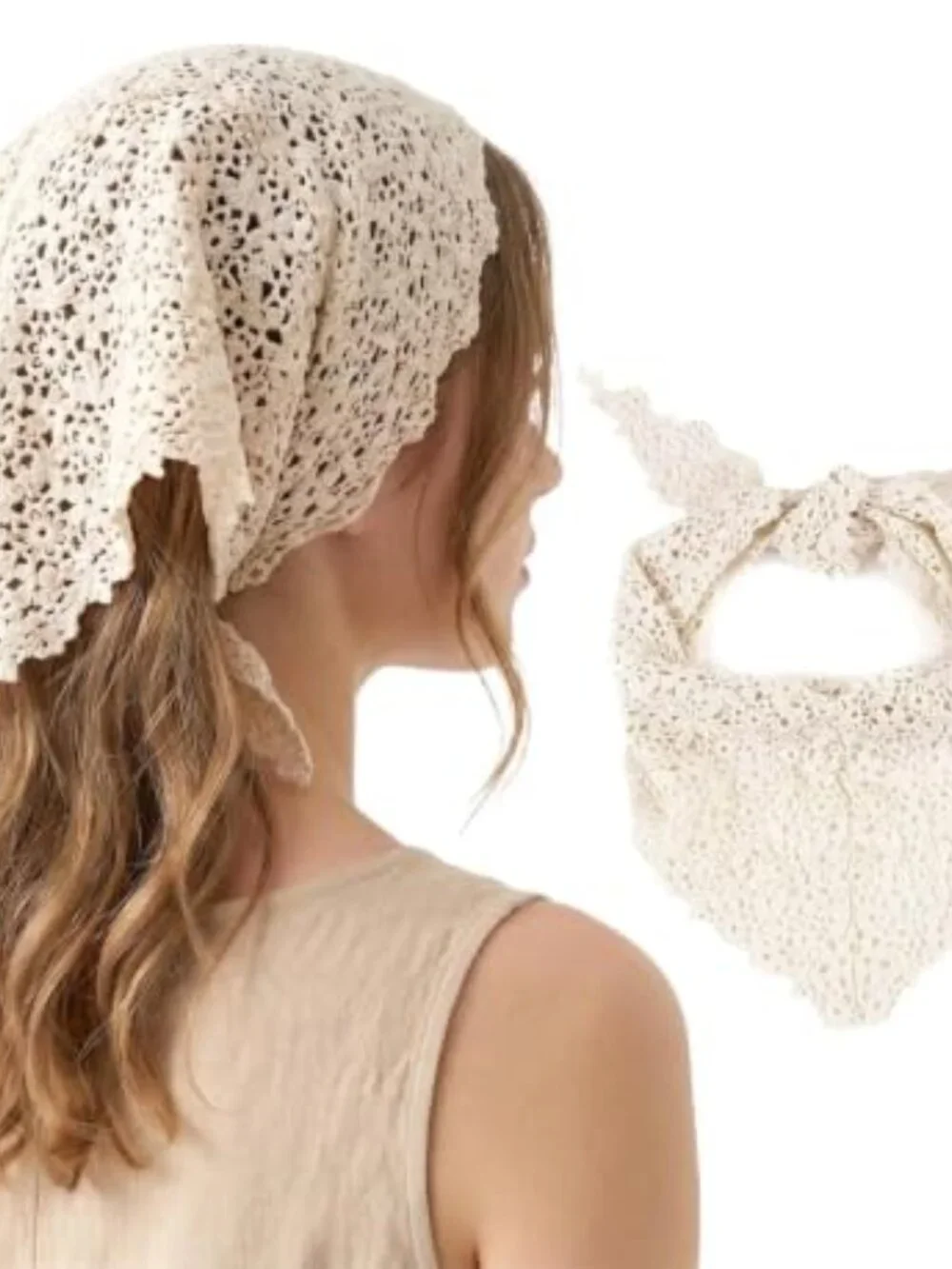 Lace Crochet Triangle Scarf Neckerchief Shoulder Wrap Women